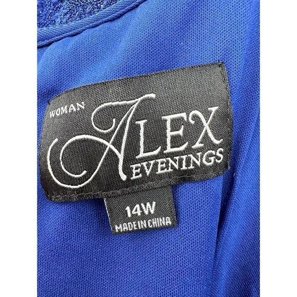 Alex Evenings Long Column Knot Front Dress Womens Plus 14W Electric Blue NWT - Picture 5 of 13